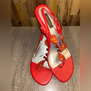 White House Black Market Red Gemstone Sandals
